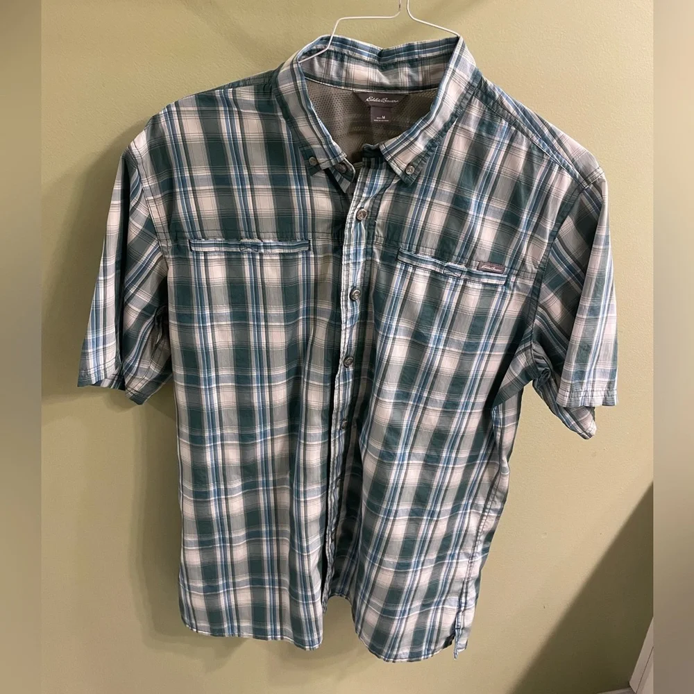 Eddie Bauer Men's Blue Plaid Shirt - Picture 1 of 3